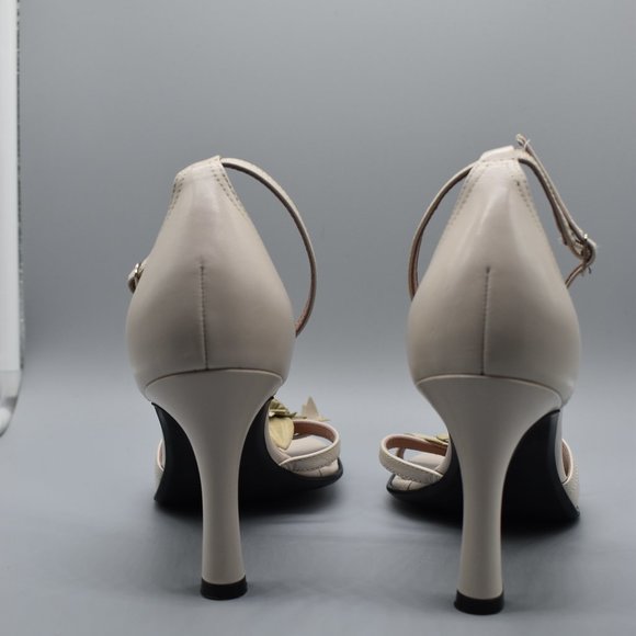 Franco Sarto Cream Strappy Heels With Flower - Picture 5 of 13